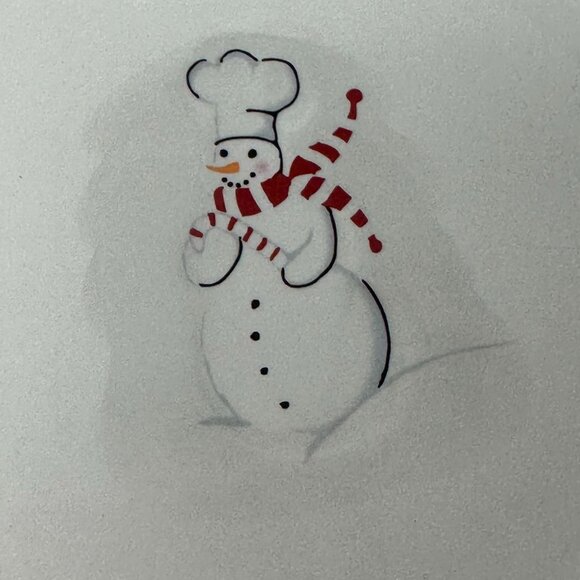 Williams Sonoma Outlet Snowman Chef Plates 6in Red Rim Winter Appetizer Set - Picture 4 of 16